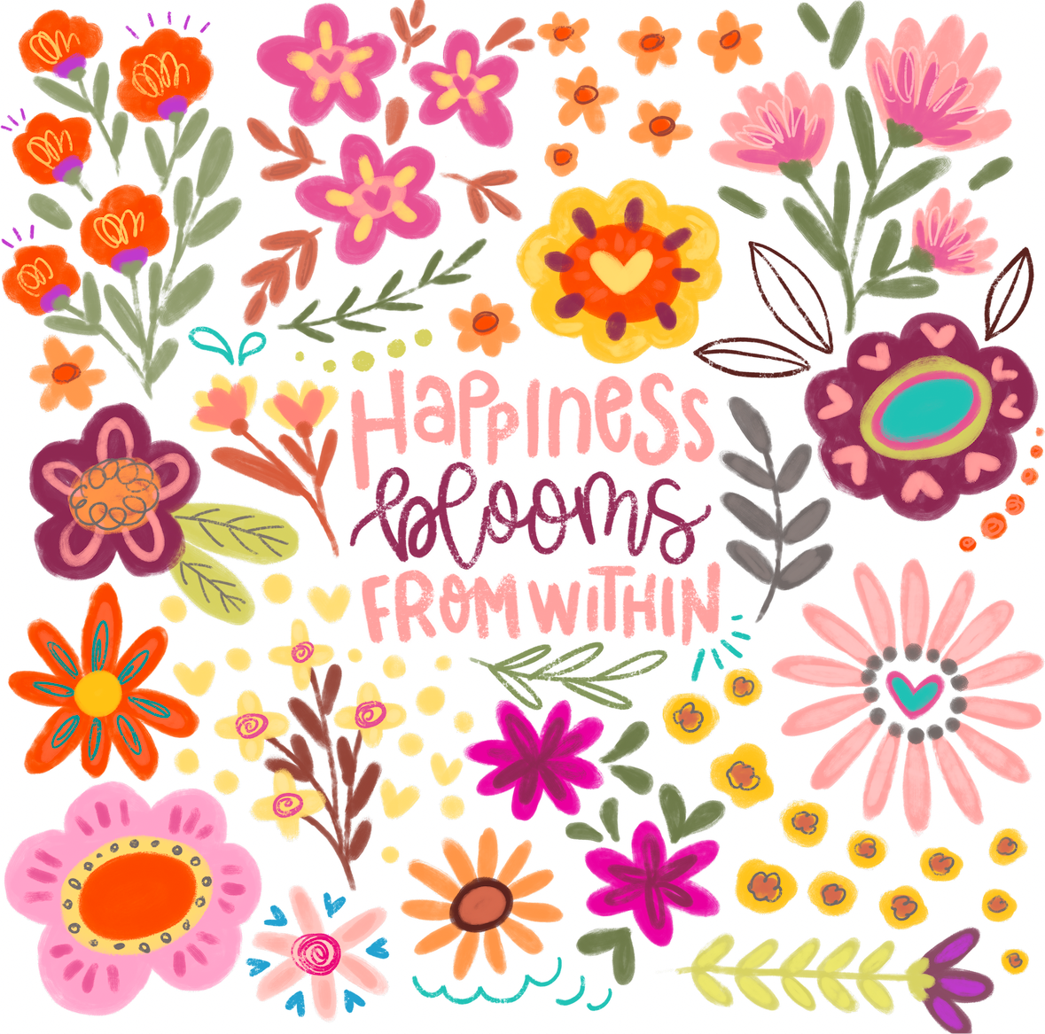 Happiness blooms from within print